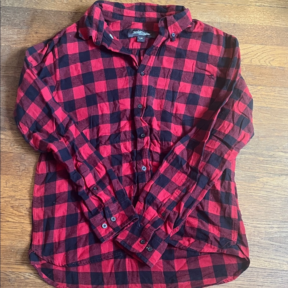 Classic Red and Black Plaid Men's Shirt